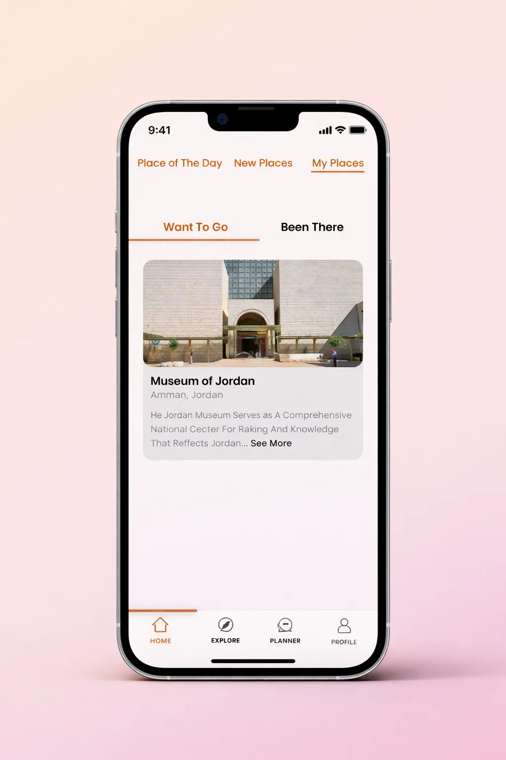 Explore Jordan App - Dashboard with highlighted places