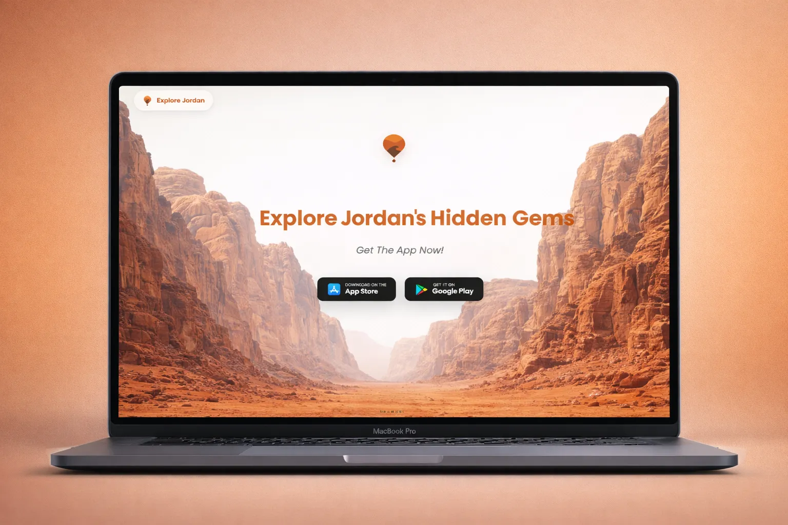 Explore Jordan Website - Homepage with desert hero