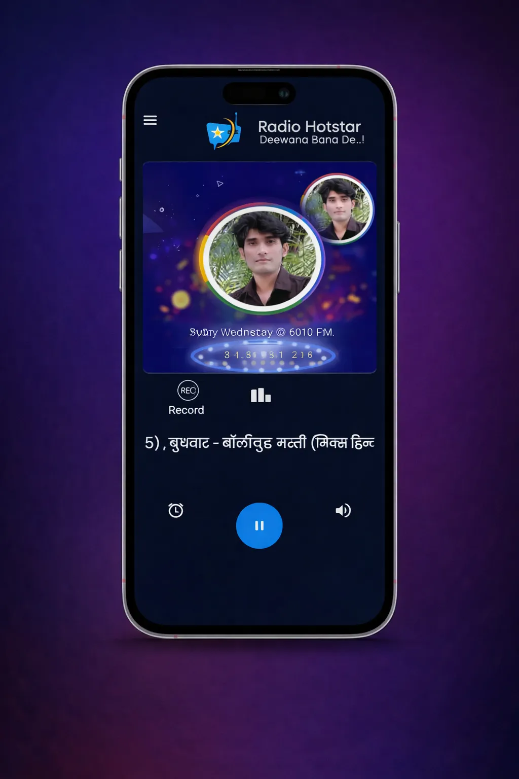 Radio Hotstar - Live player with album art and controls