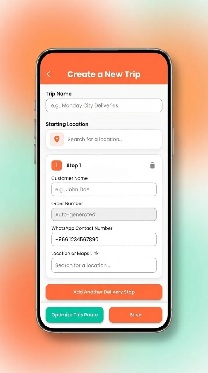 Route Optim - Add stops and locations screen